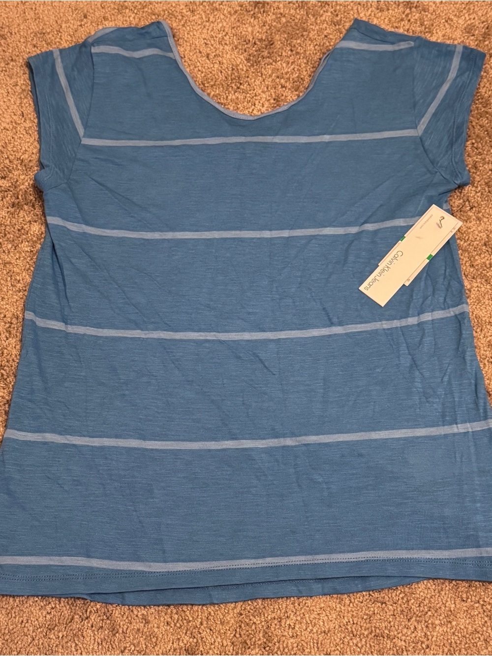 Calvin Klein Jeans Shirt Womens Large Blue Striped Casual NWT